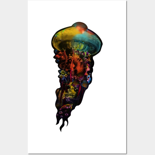 Jellyfish World in black Wall Art by DavidLoblaw